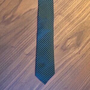 Men's Banana Republic Green Tie with White Dot and Darker Green Medallion Detail